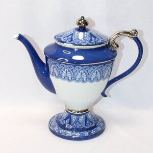 Bombay Blue White and Silver Large Porcelian Teapot